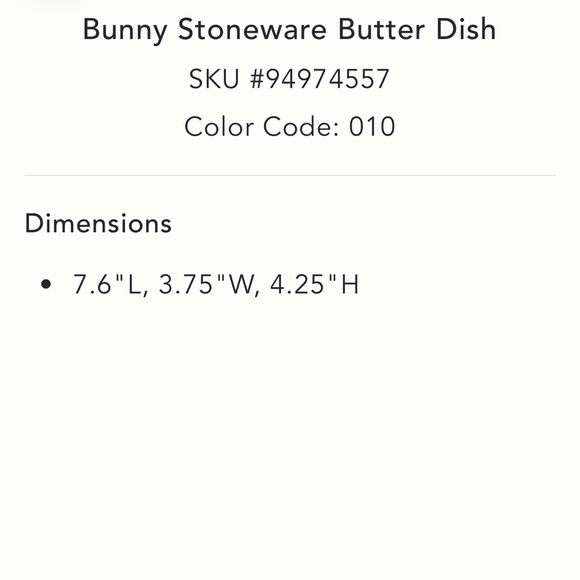 Anthropologie NWT Bunny Butter Dish w/ Gold Bunny Accent Ceramic Easter Spring - Picture 4 of 7